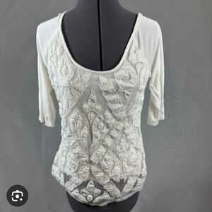 NWT Buckle White Embroidered  Beaded Blouse